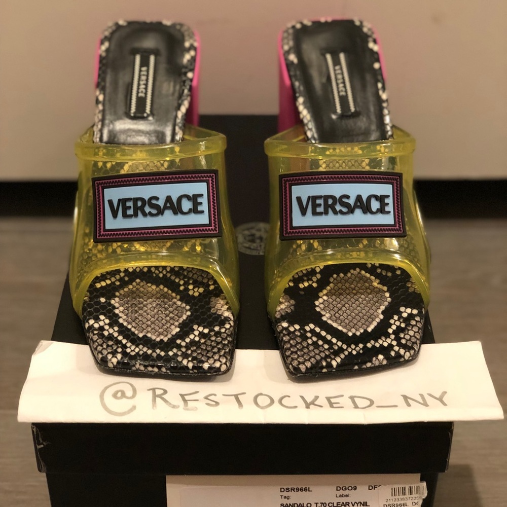 Versace 70 PVC Snake Sandals in size 38